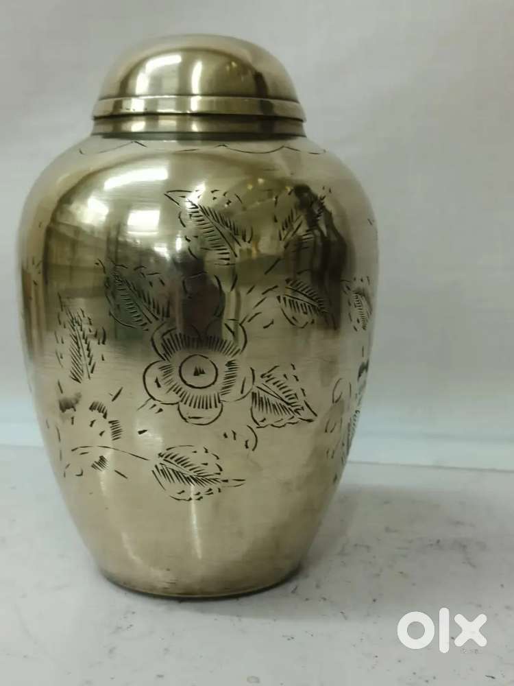 Antique pure brass solid heavy jar 1295