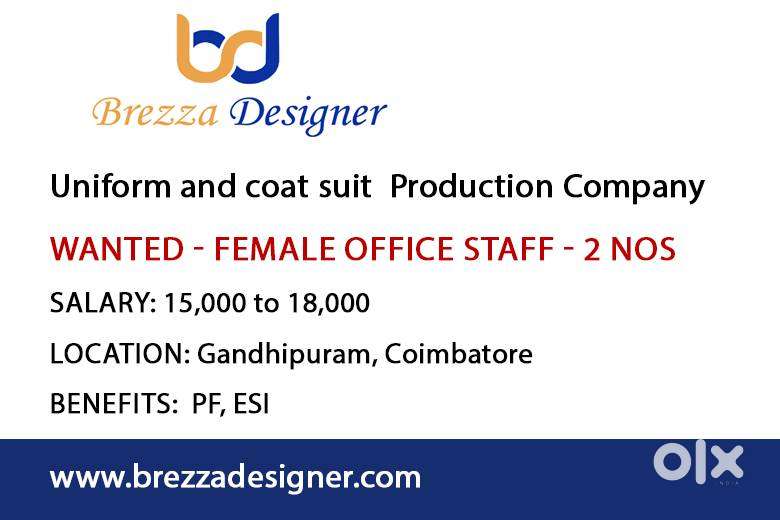 Wanted - FEMALE OFFICE STAFF - 2 nos