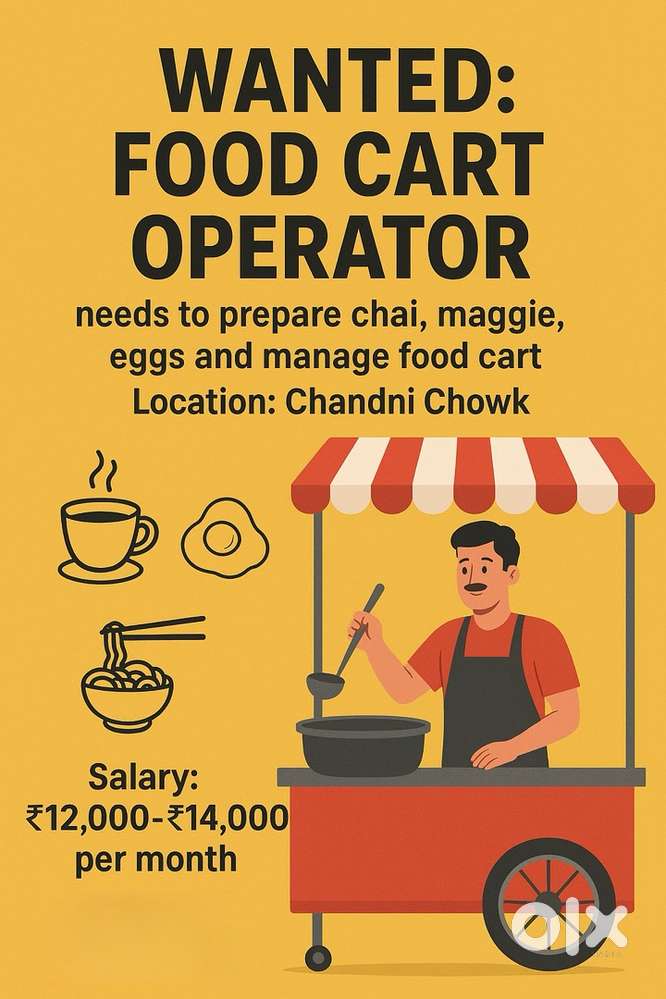 Food cart operate karne ke liye ladka chahiye