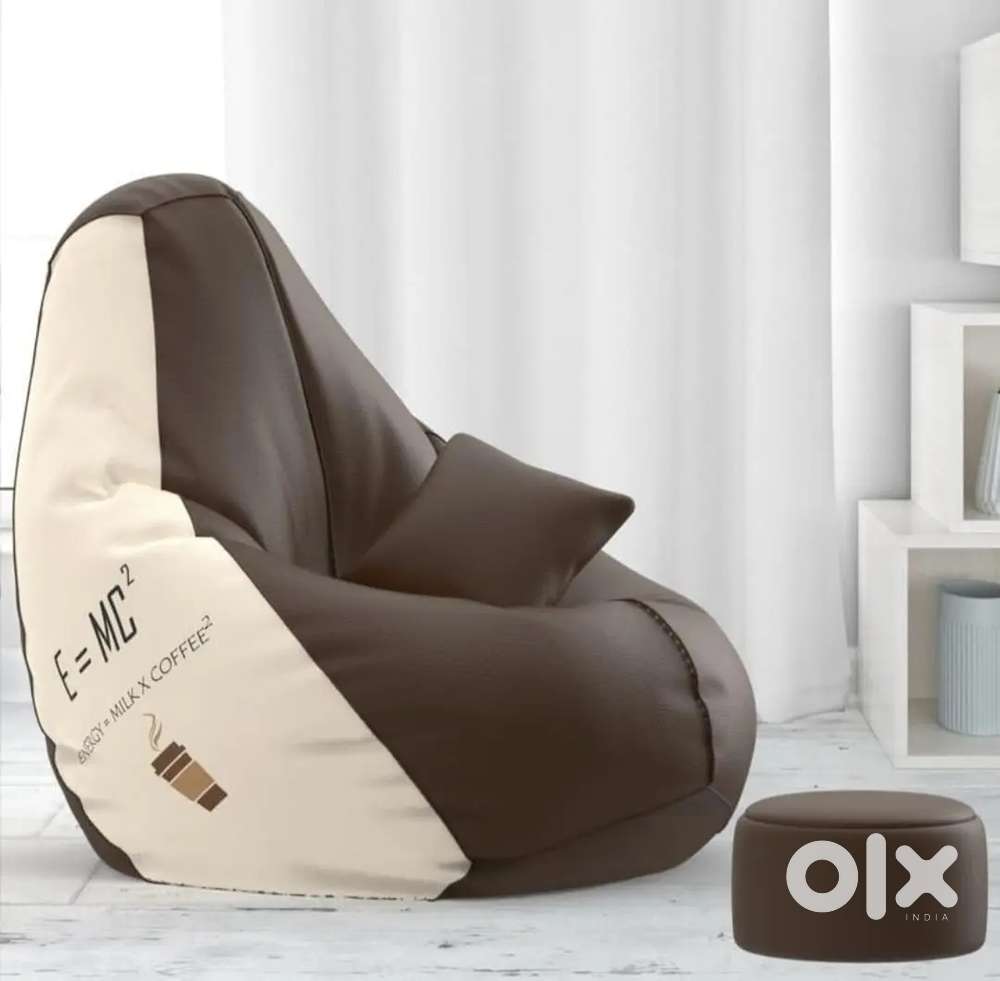 New 4xl Bean Bag + Foot Stool + Pillow