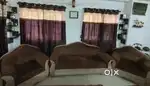 FLASH SALE!!!  5 seater wooden and foam(brown & beige) sofa set