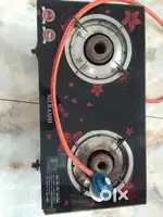 Glass top double burner gas stove