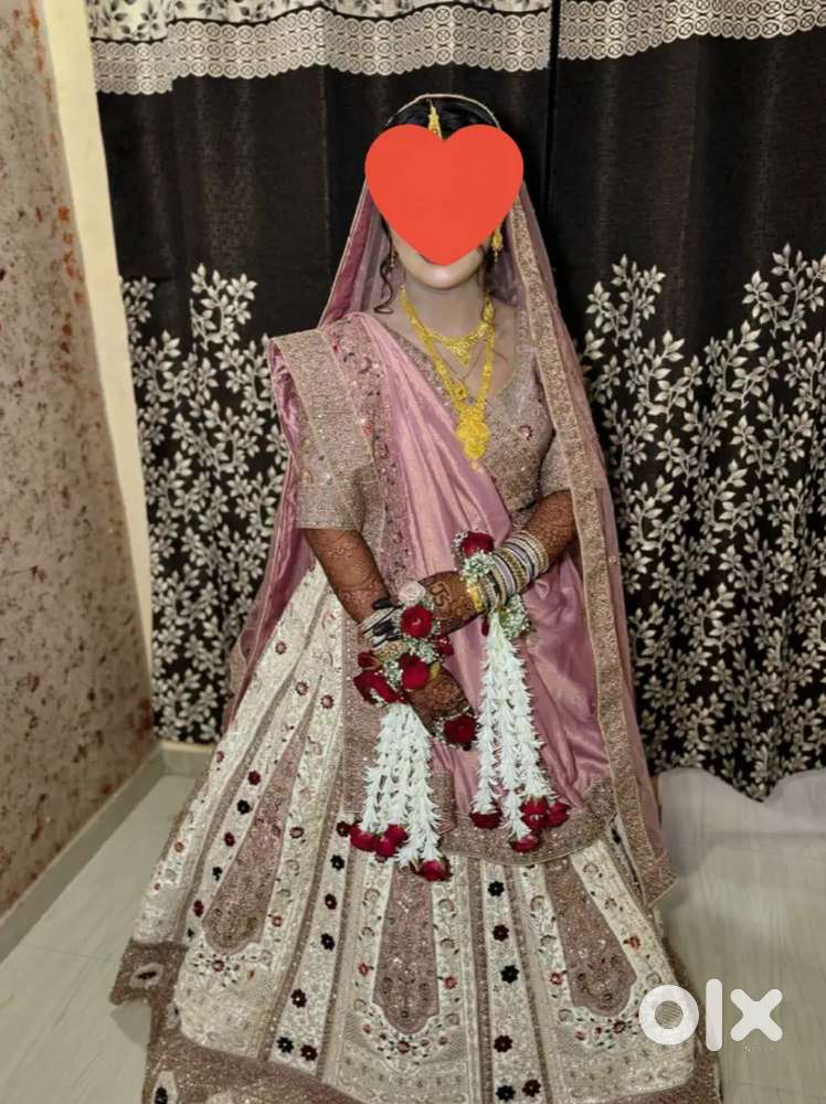 Baride choli in pink and white colour
