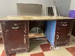 Wooden Office Table with glass top, and chairs