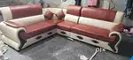 L shape sofa with double back and beautiful colour combination