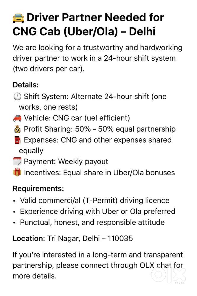 Need a experience driver for uber