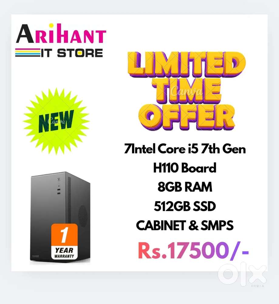 NEW CPU / i5 7th Gen / 8GB / 512GB  /  Best Perfomance  / 1 Year