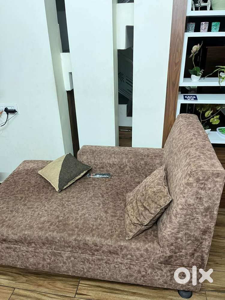 Sofa, Double cot and metal chair