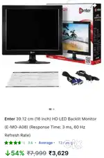 Enter 15.4 inch HD LED Backlit Monitor (E-MO-A08) 60 Hz Refresh Rate)