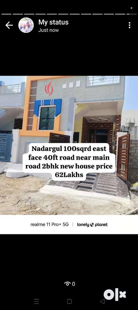 Nadargul 100sqrd east face 40ft road near main road 2bhk new