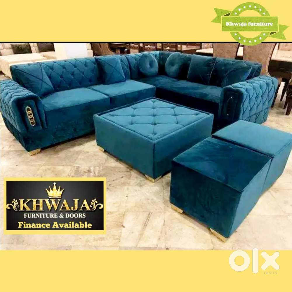 Khwaja Furniture. Brand new luxury L corner sofa. Bajaj finance availb