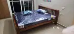 King size wooden cot with matress combo