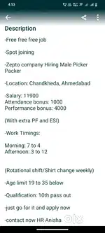 Zepto hiring: Picker Packer:Tragad, Ahmedabad
