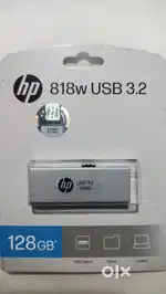 New HP 818w 128GB USB 3.2 Flash Drive Silver Metal