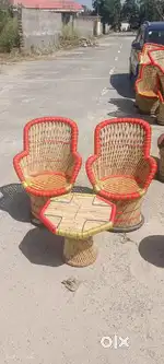Mudda Chair Table set wall decor table showpiece cane chair set