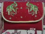 Handmade New Cotton Embroidered Elephant Clutch Purse