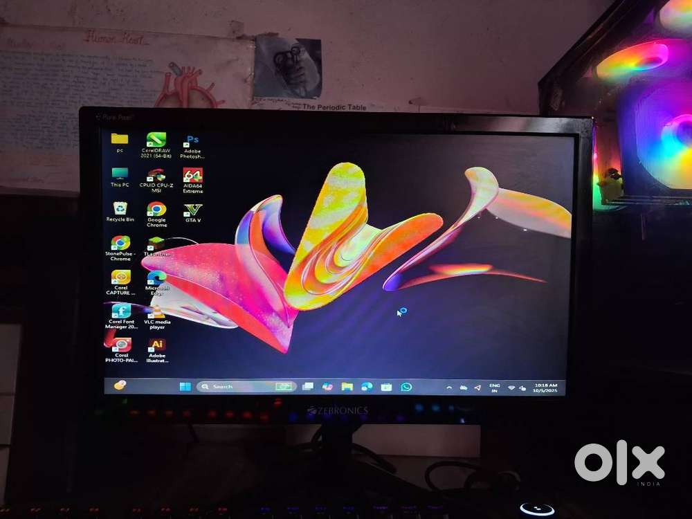 Zebronics 18.5 HD Slim Monitor  Anti-Glare  Wall Mount  VGA & HDMI