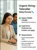 Receptionist or telly caller jobs