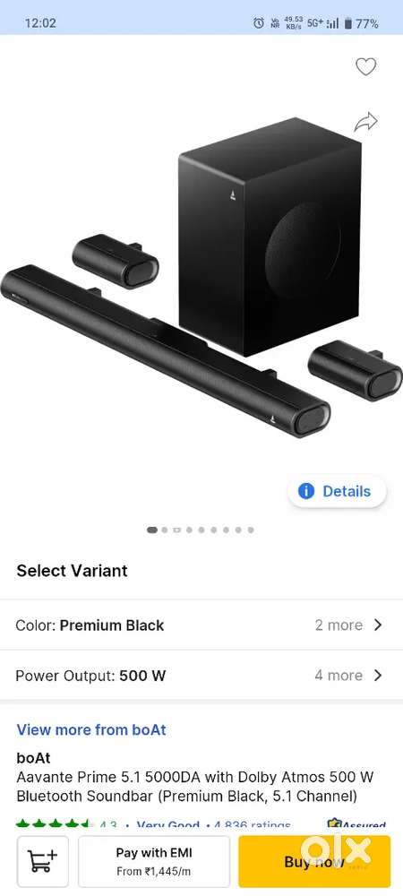 Boat 5000da Dolby Atmos Sound Home theater