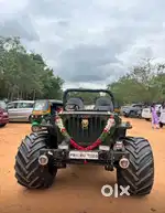 Punjab modified Jeep for sale with heavy monster tyres