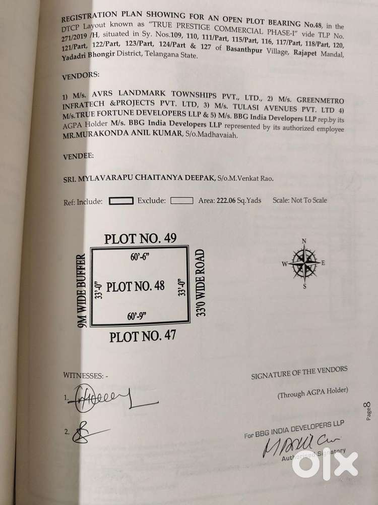 222 plot area facing east available near Yadadri temple (BBG Group)