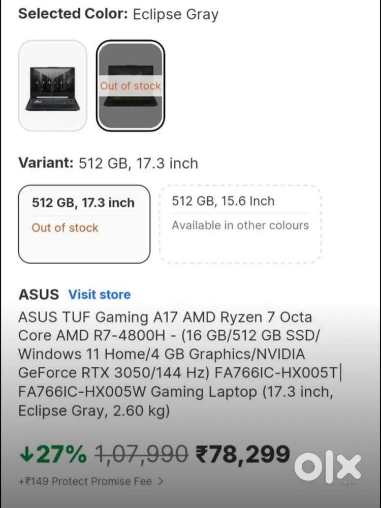 Asus TUF GAMING A17 laptop