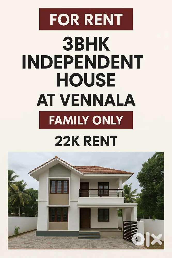 3bhk Independent house for rent - Vennala (Family only)