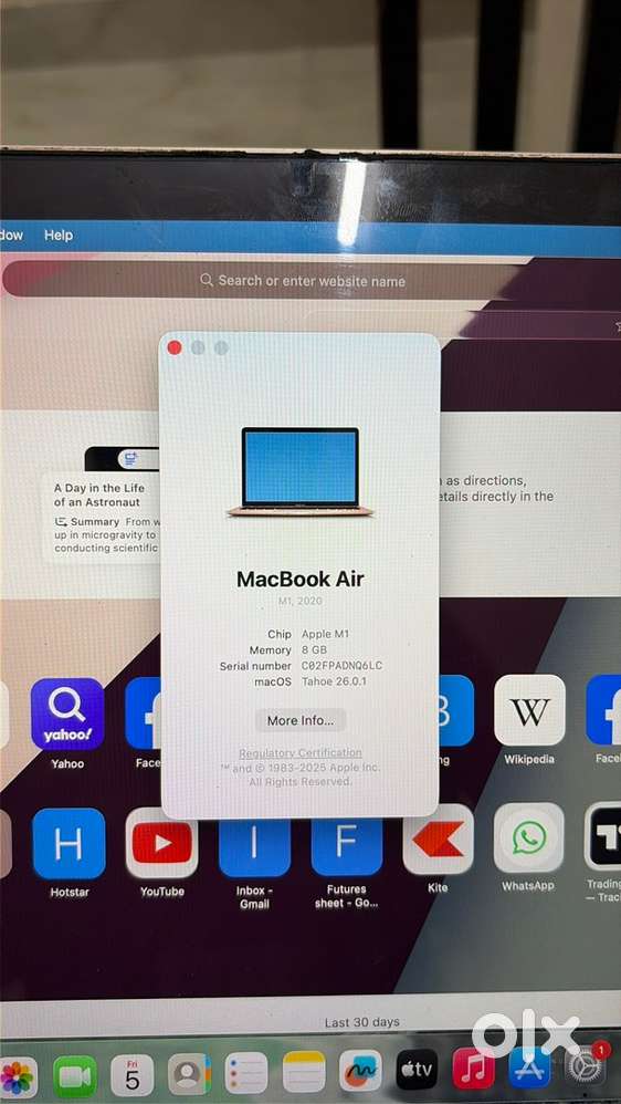 Mac Book M1 Air 2020 - 13 inch 8/256 For resale