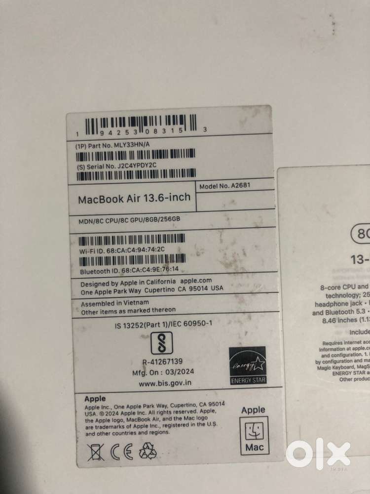 Macbook air m2 256/8