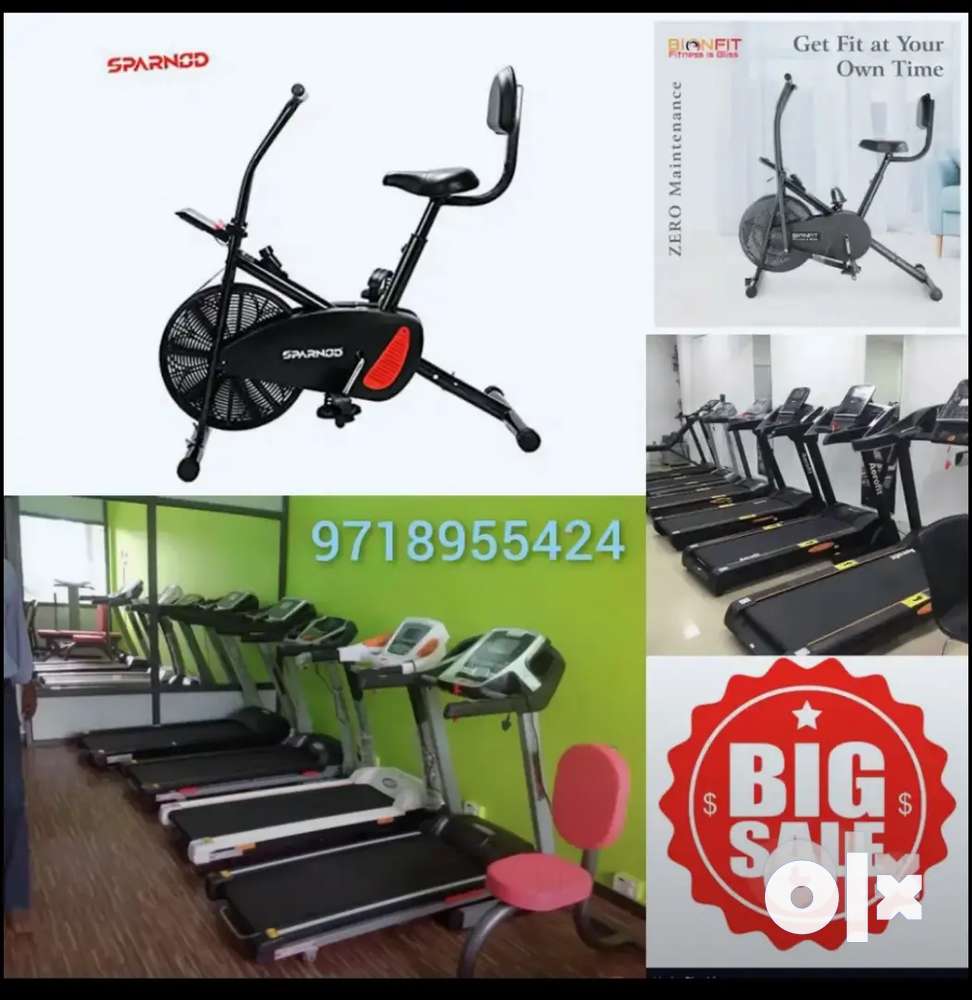 All gym equipment exercise cycle and treadmill