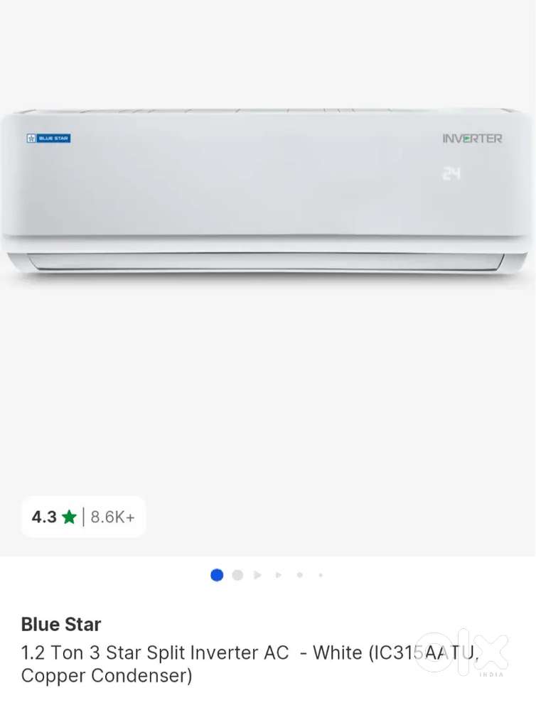 Blue Star 1.2 Ton 3 Star 
Split Inverter AC - White