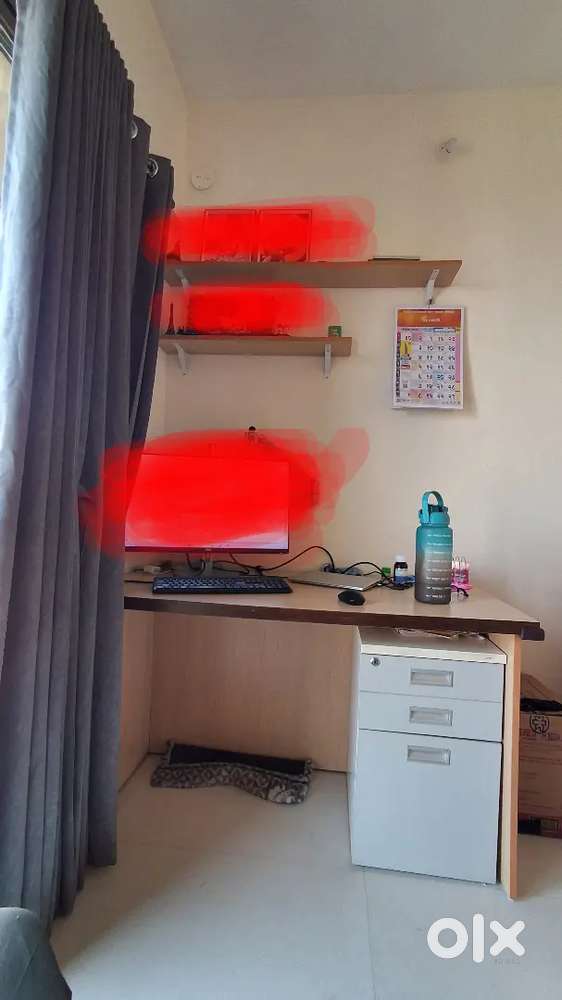 Desk for sale, shelf, drawer