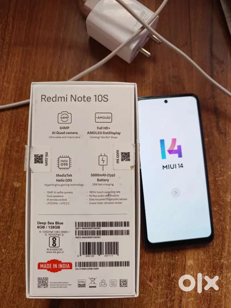 Redmi note 10s bill and box original display