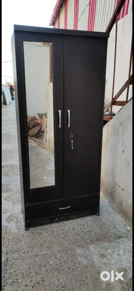 Brown finish new almirah with glass