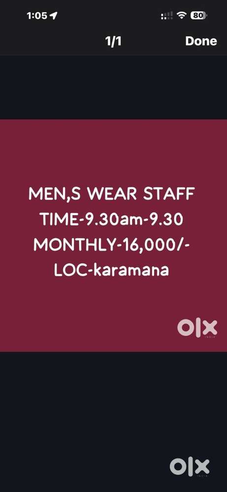 Men’s wear experience staff