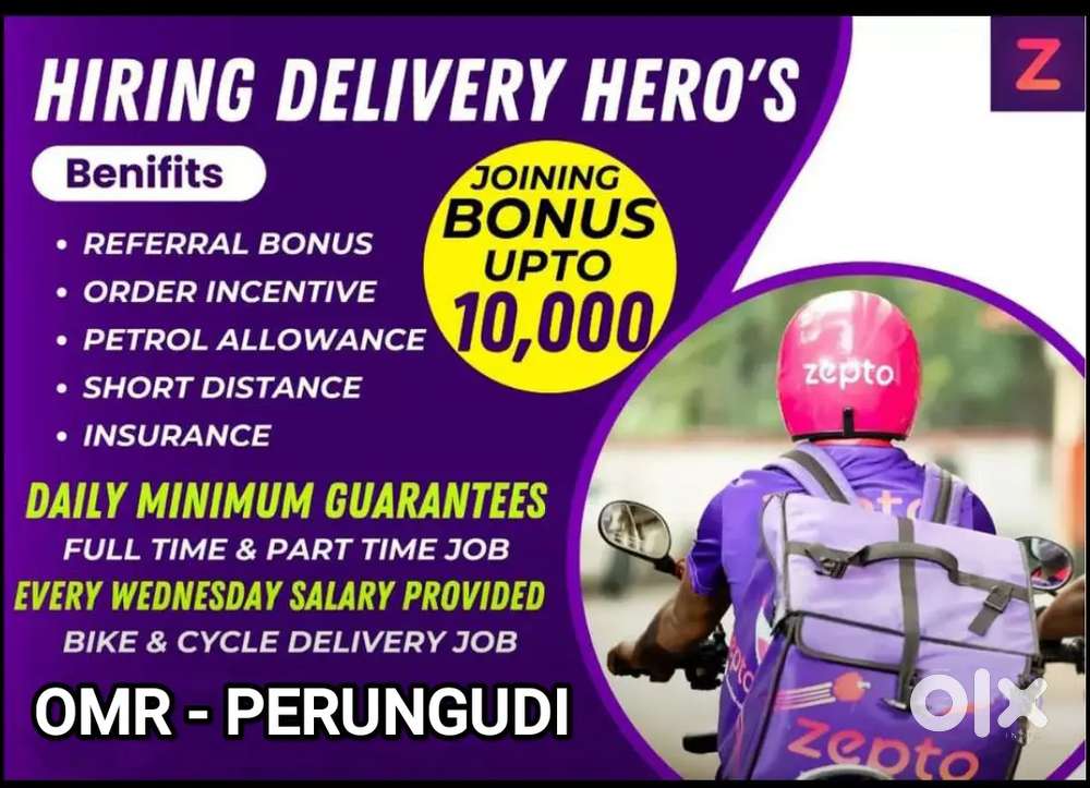 ZEPTO PERUNGUDI WEEKLY SALARY=ORDER 6250₹+INCENTIVE 5000₹+PETROL 1250₹