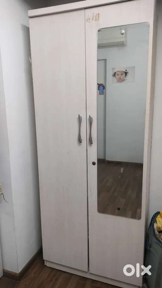 Wardrobe for sell along with queen size bed