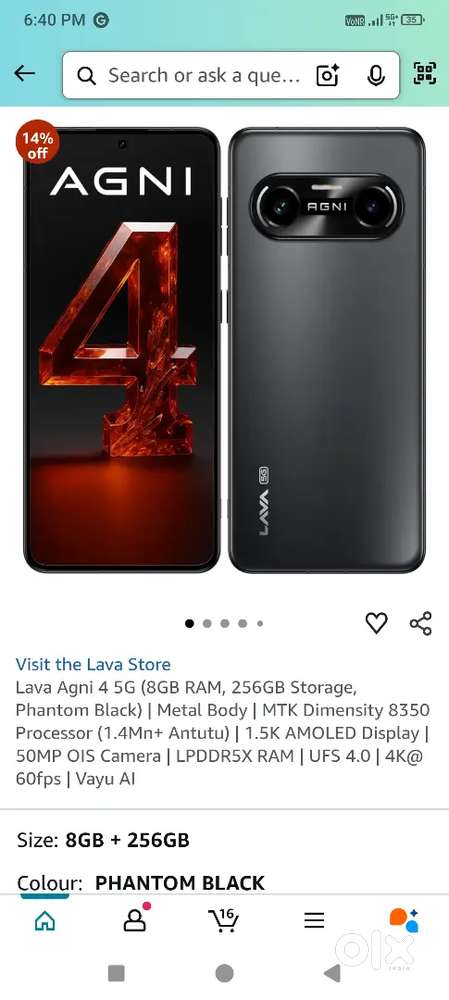 Lava Agni 4 Brand new 2 days old black colour