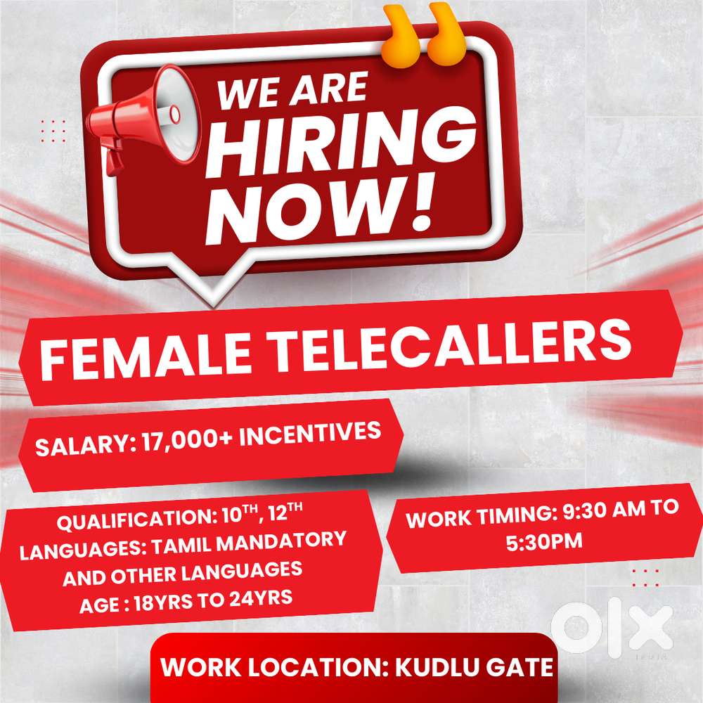 urgent femate telecallers require for recruitement process