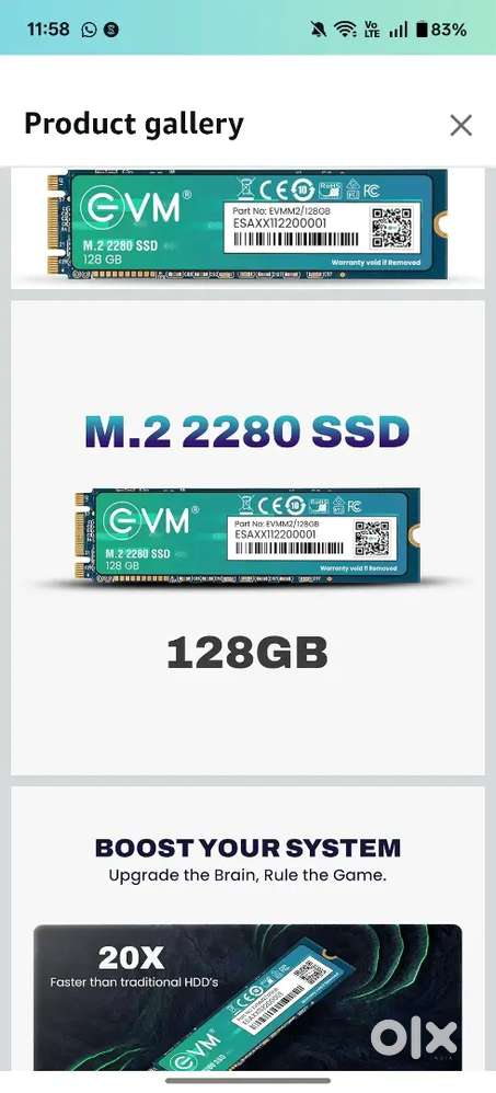 M.2 sata ssd 256 gb 6 month used