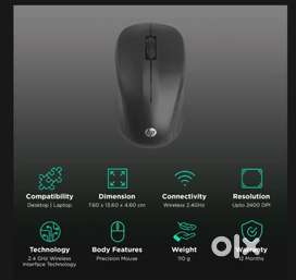 HP S500 Wireless Optical Mouse (1000
DPI, Ergonomic Design, Black)