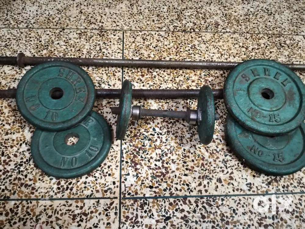 Gym dumbbell set in good condition and in pure metal