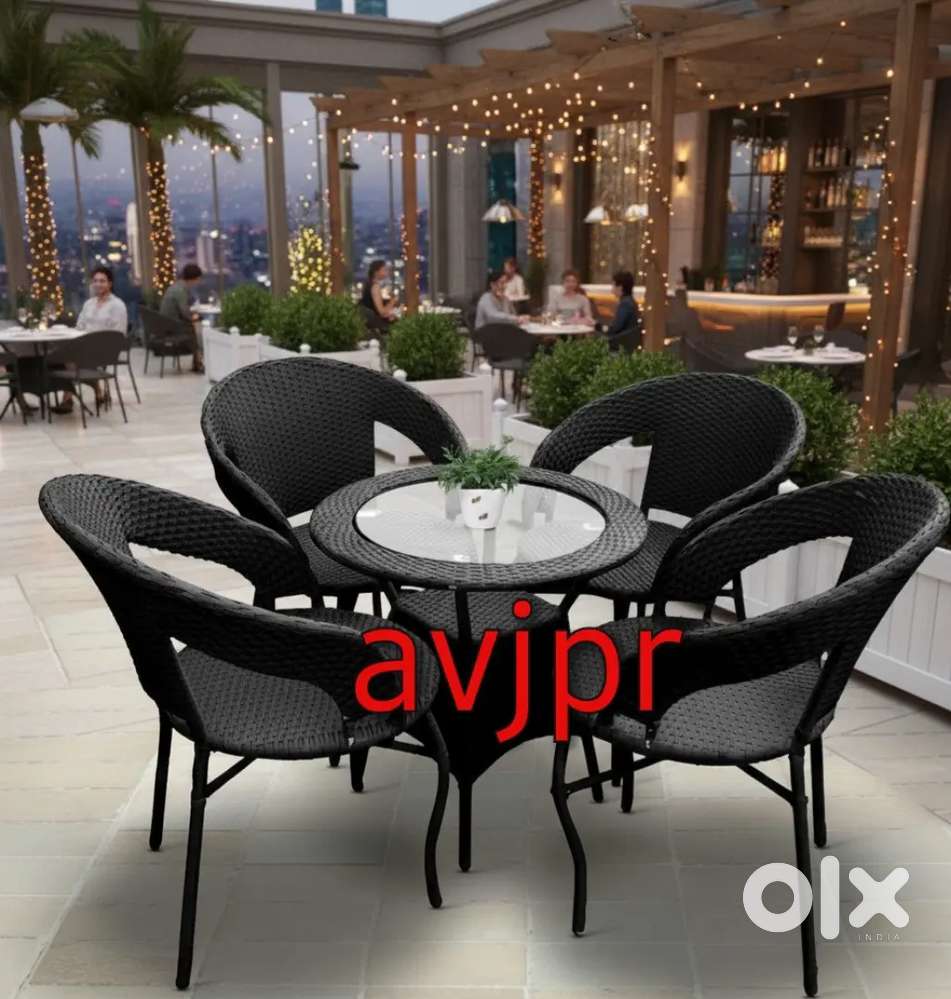 New Outdoor Cane Furniture Set  Garden Table With 4 Chairs  cafe set