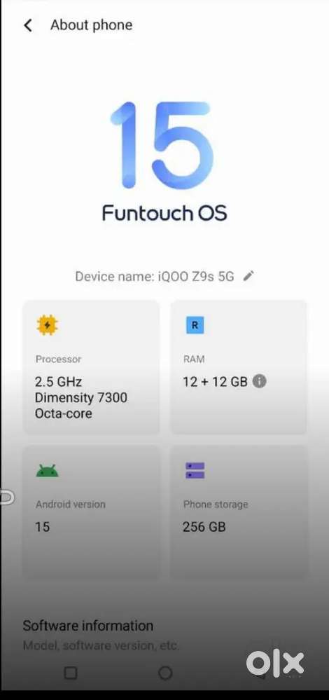 iQOO z9s 12+12  24 gb ram. 256 memory 04/10/2025 under warranty