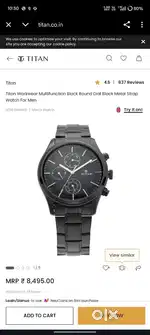 Titan Workwear Multifunction Black Round Dial Black Metal Strap Watch