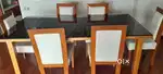 Solid Wooden Dining table with Glass top and 6 chairs