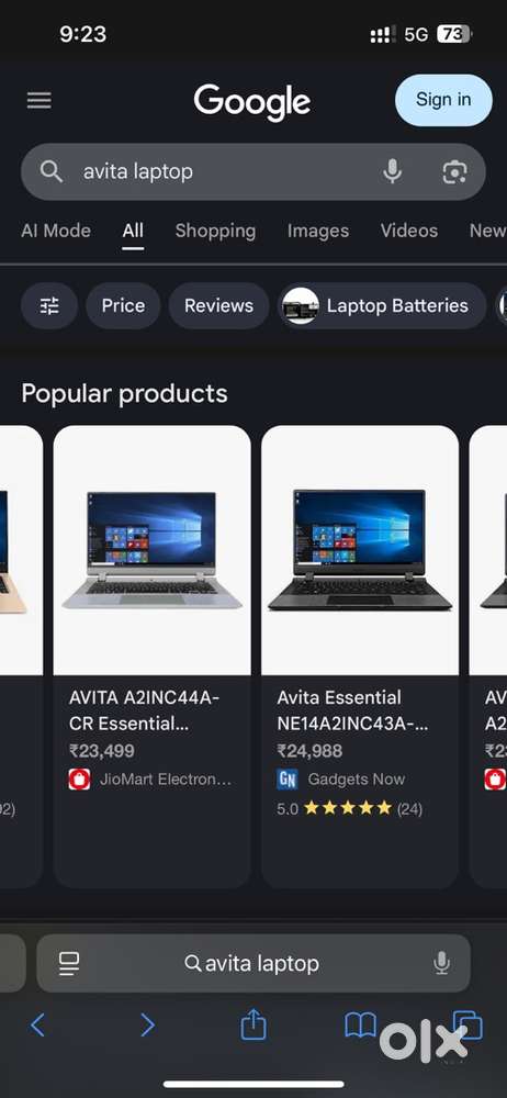 Avita laptop brand new condition less use