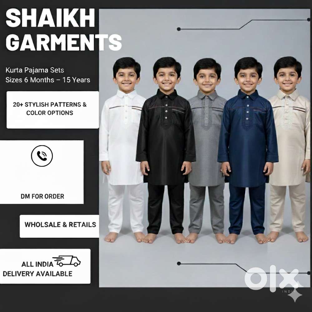Kids Jhuba / Kurta Pajama / Pathani Suit – For Ages 0 to 14 Years