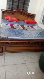 Solid wood king bed with a wardrobe - excellent condition