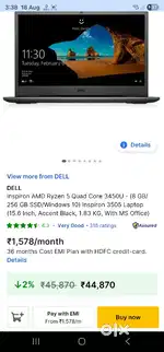 Dell Laptop Ryzen 5